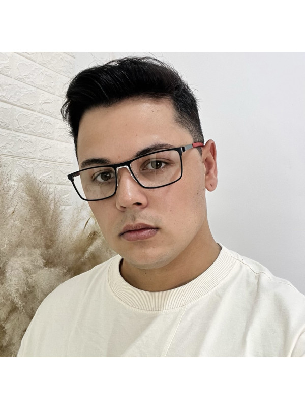 Armação de Óculos AQ240702 Retangular Preto e Vermelho